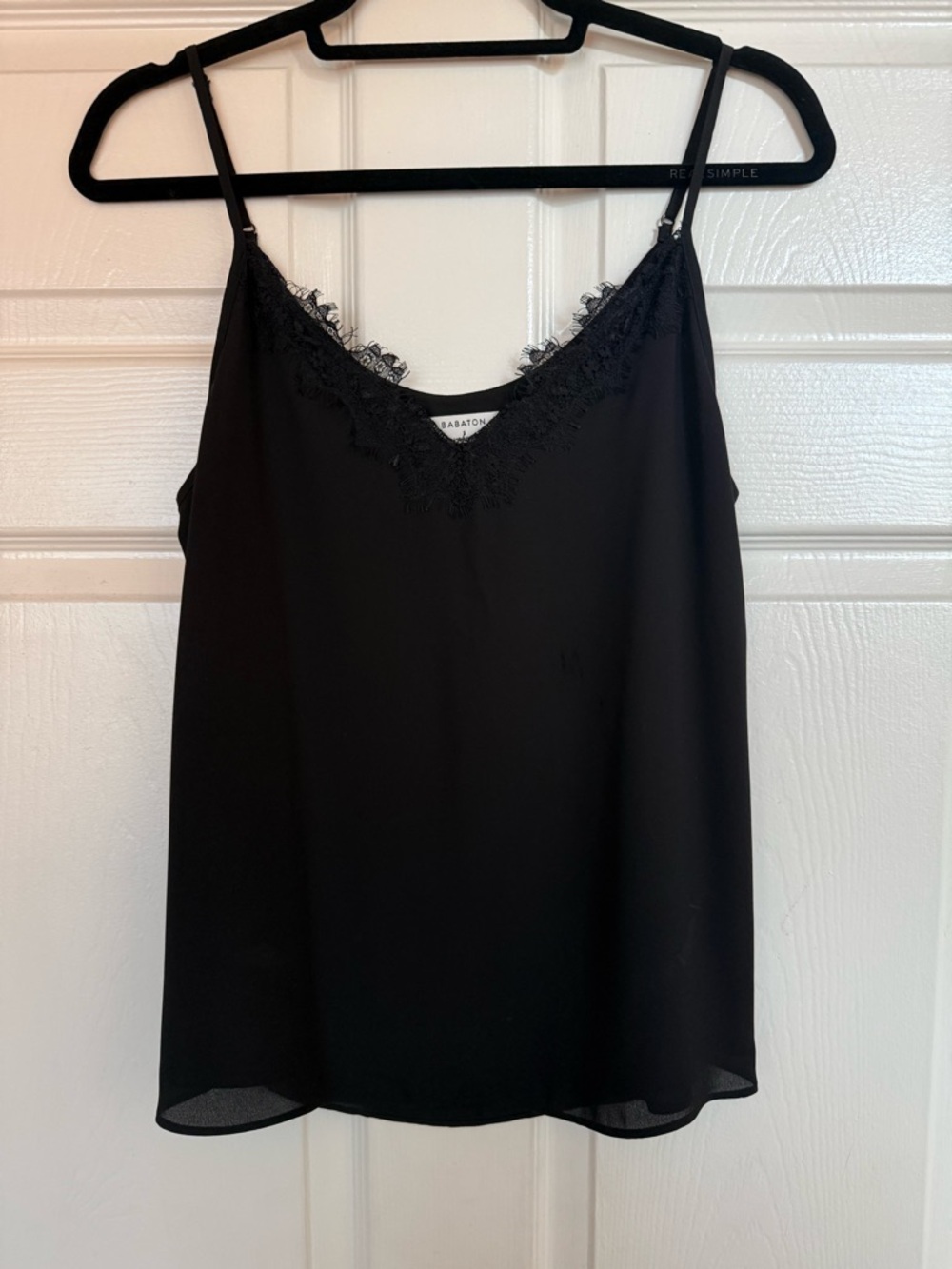 Babaton Black Lace-Trim Silk-Blend Cami